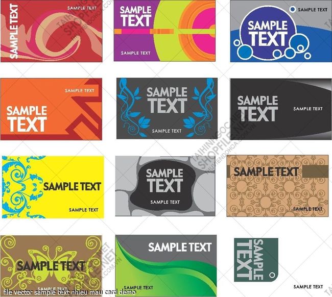 file vector sample text nhieu mau card 